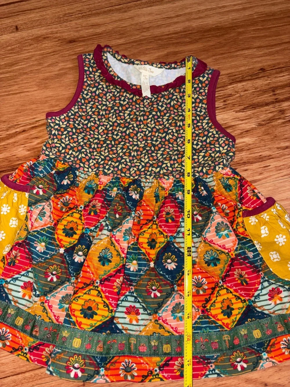 Matilda Jane Boho Floral Patchwork Girls' Dress in Mustard & Maroon size 6 - Picture 6 of 6